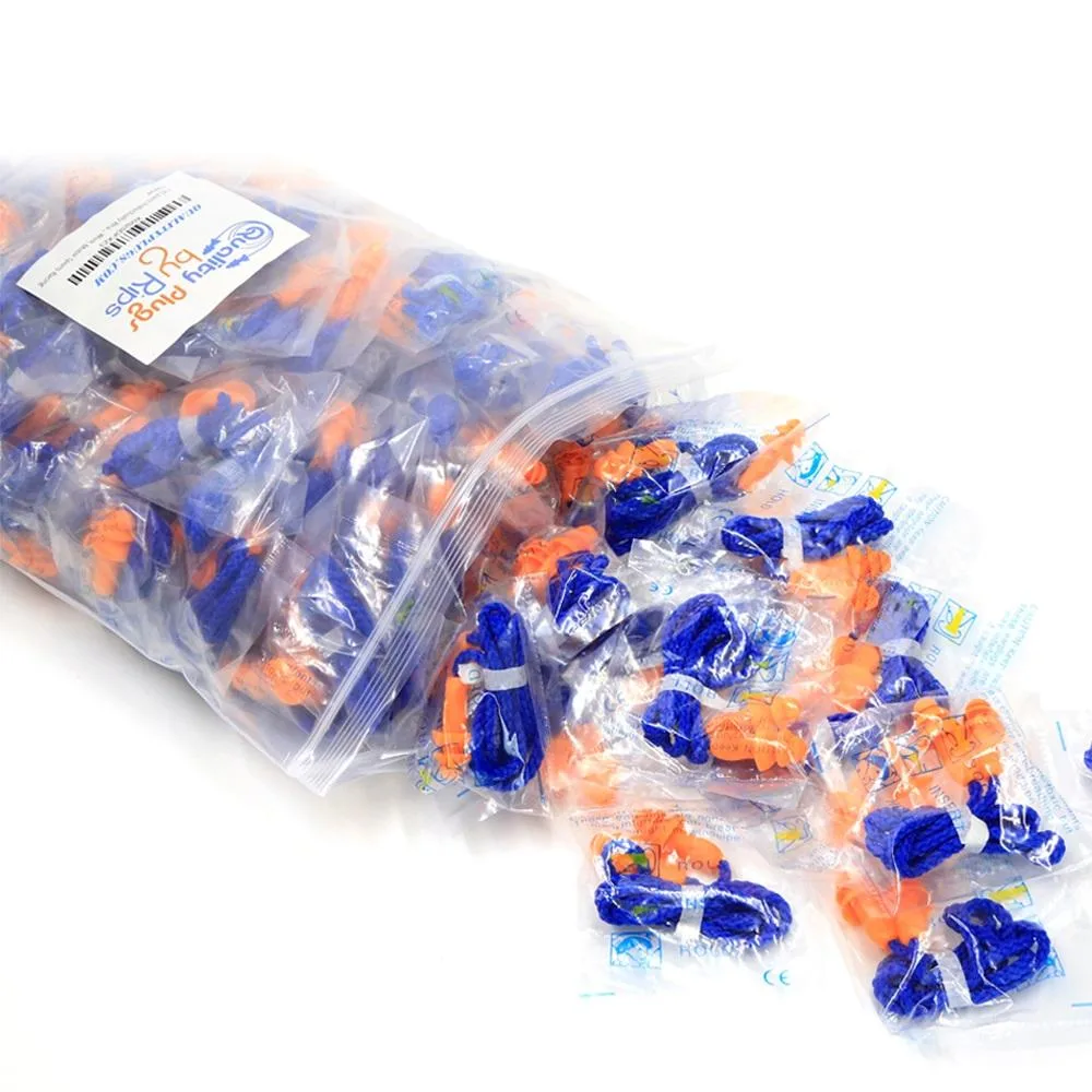 Quality Plugs by Rips Quality Plugs by Rips 50 Pairs Soft Silicone Corded Ear Plugs Orange 25dB — product photo