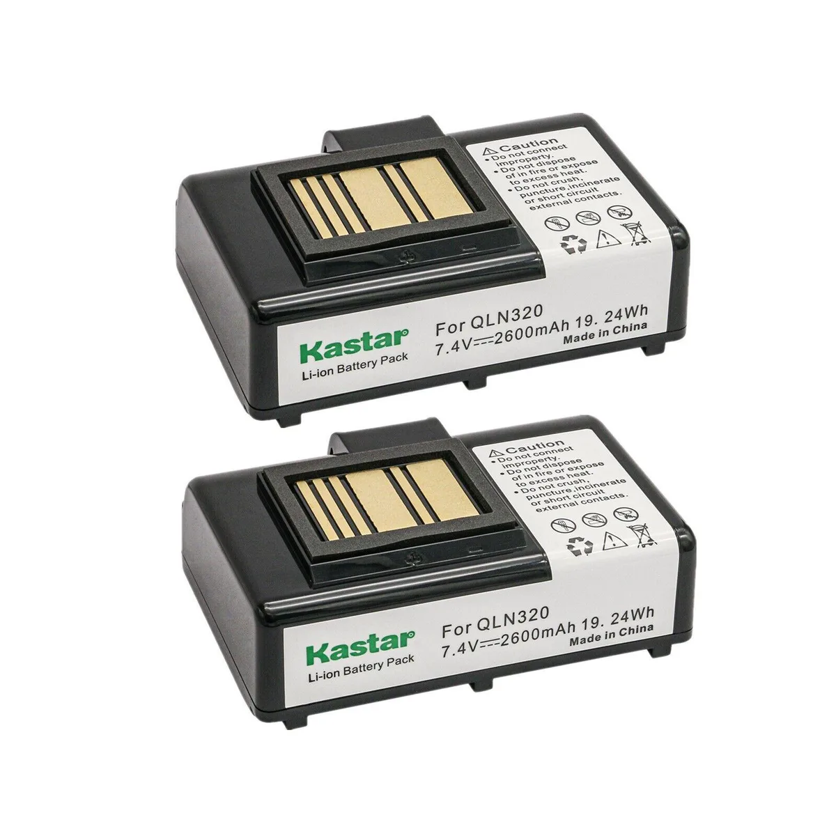 Kastar Kastar QLN320 2-pack 2600mAh 7.4V camera battery — product photo