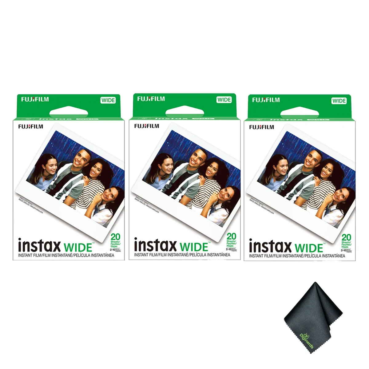FUJIFILM FUJIFILM instax Wide Instant Film 60 Exposures ISO 800 with Microfiber Cloth — product photo