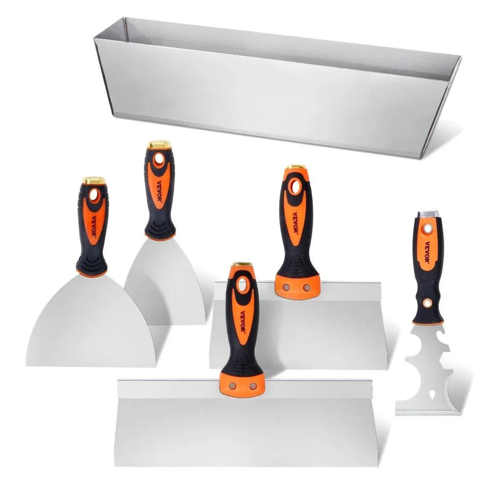 VEVOR VEVOR Drywall Knife Set 6pcs Stainless Steel with 12" Mud Pan — product photo