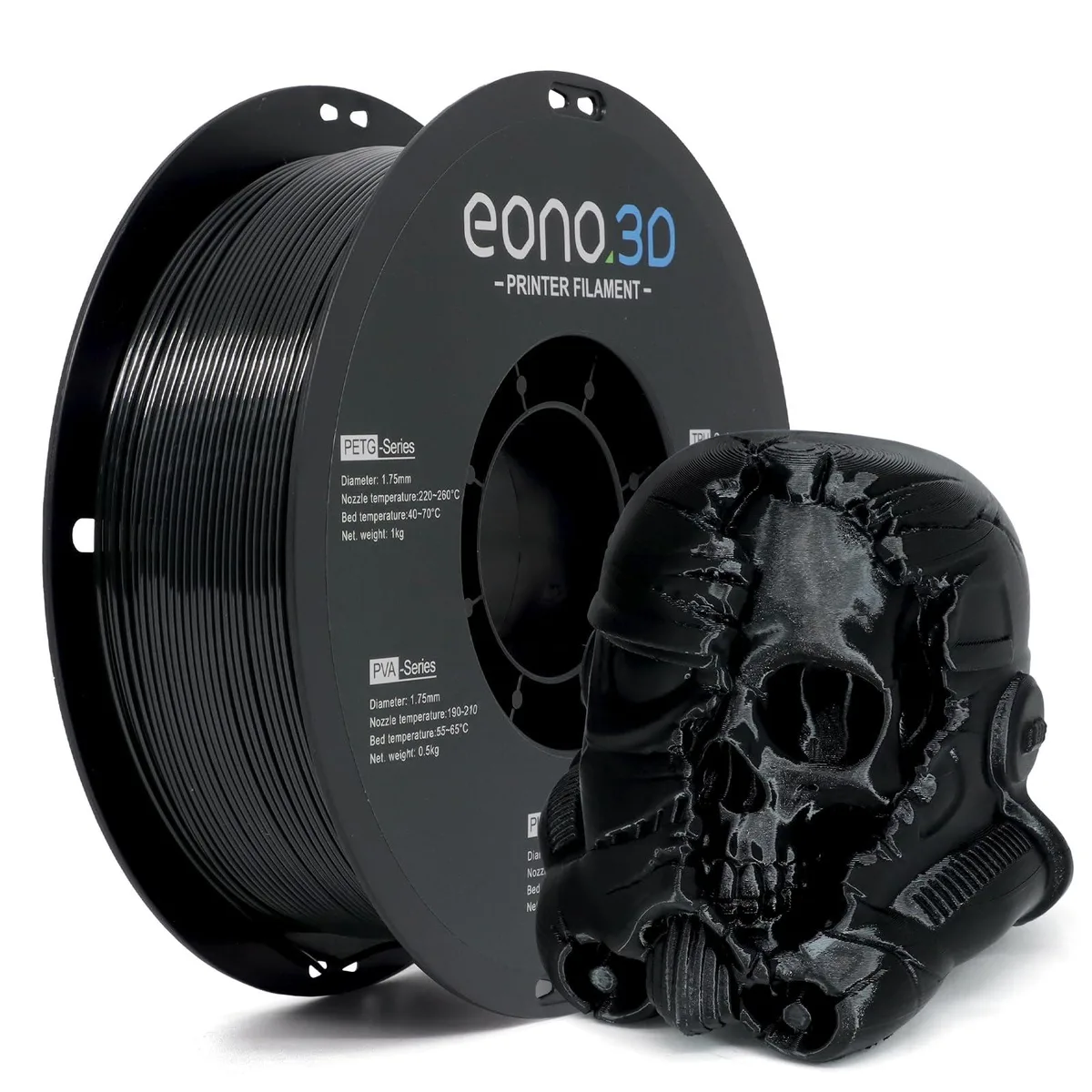 Black 1.75 mm PETG filament spool, vacuum-sealed, 2.2 lb