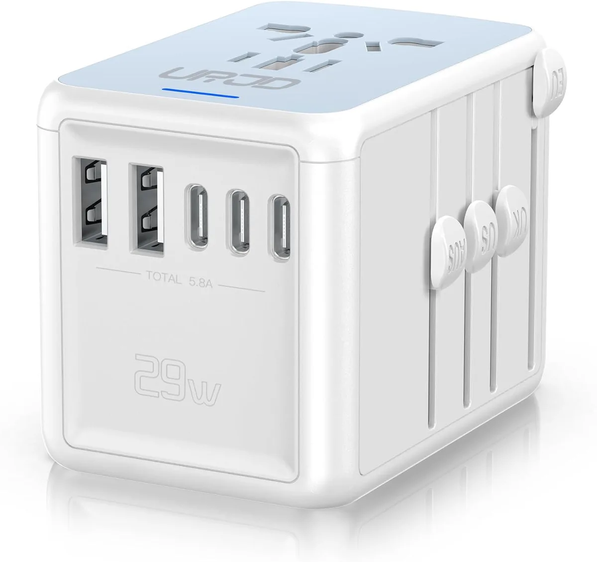 BFKK BFKK 5 USB 3C 2A Multi AC Straight Blade Plug White — product photo