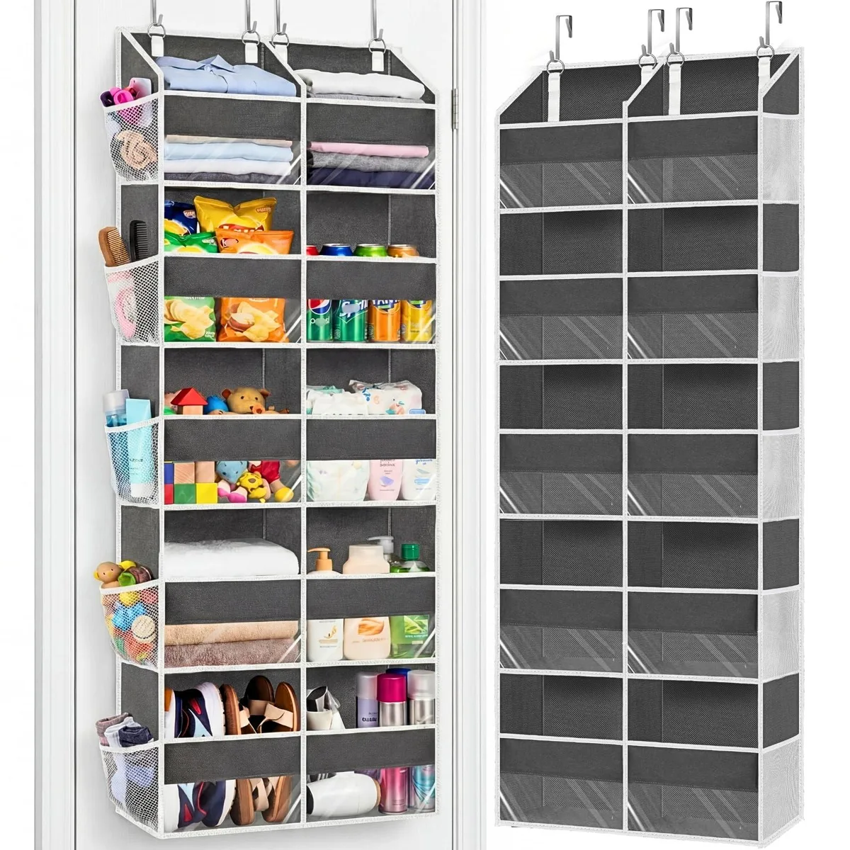 Ofiray-home Ofiray-home Over the Door Organizer 5-Tiers 10 Compartments 80lb Gray Non-woven Fabric — product photo