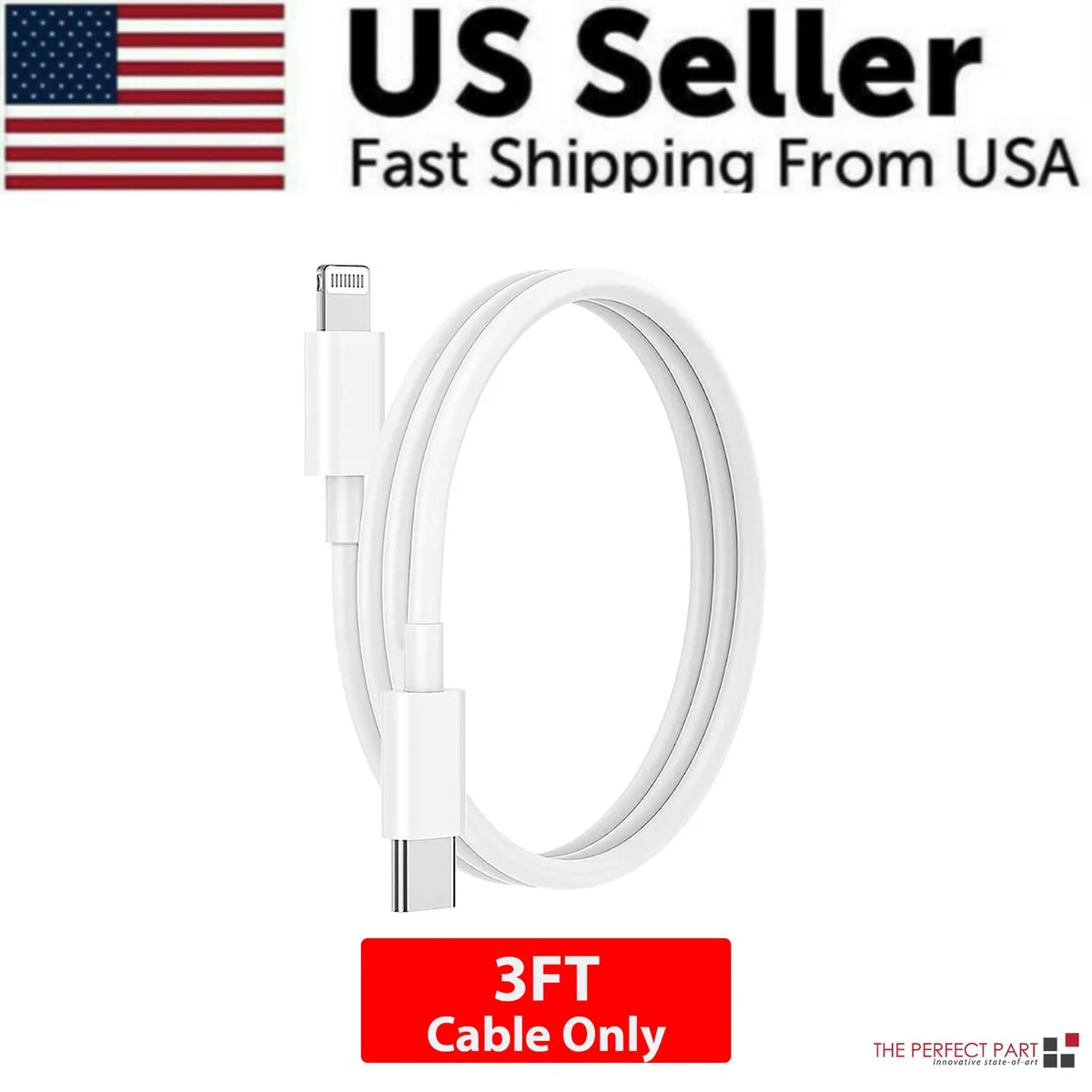 The Perfect Part The Perfect Part USB-C to Lightning cable 3-pack 3ft 20W — product photo