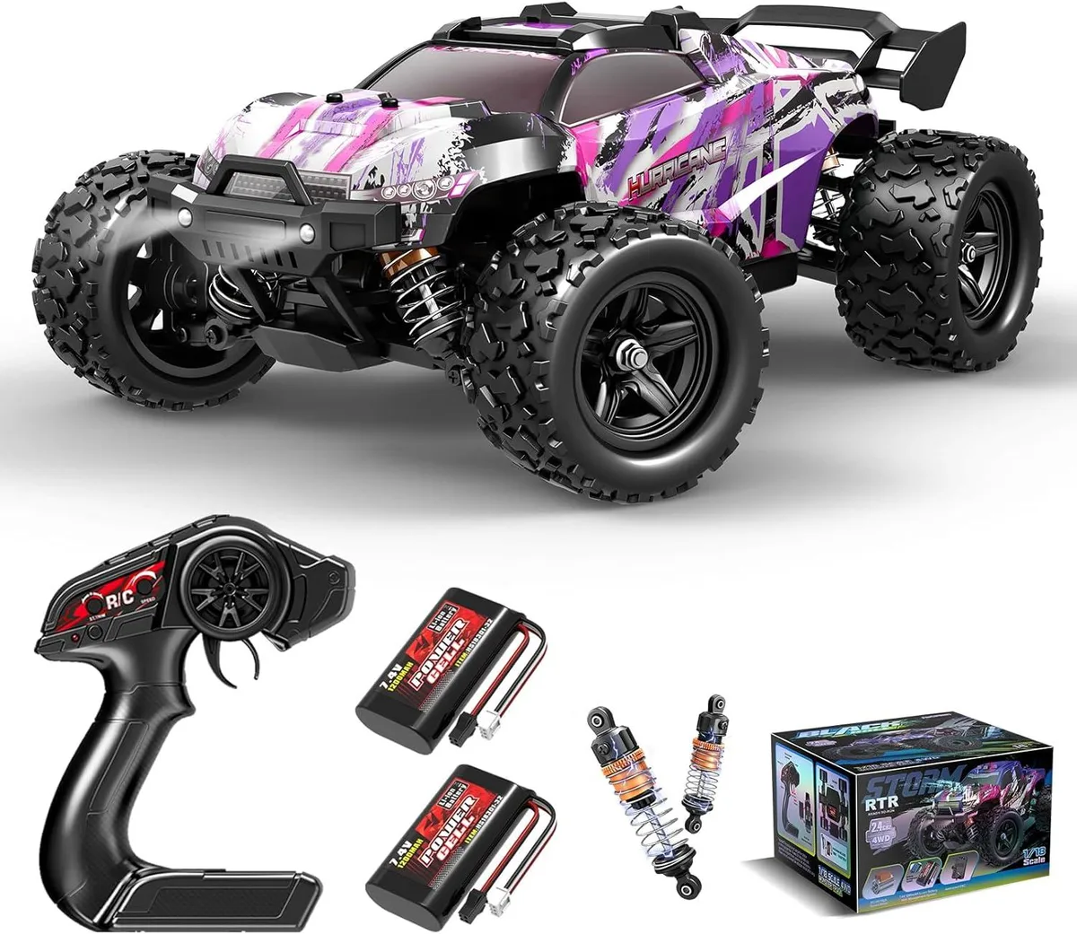 usbroway usbroway 1:18 RC Car Pink 40 km/h 4WD 2×1200mAh — product photo