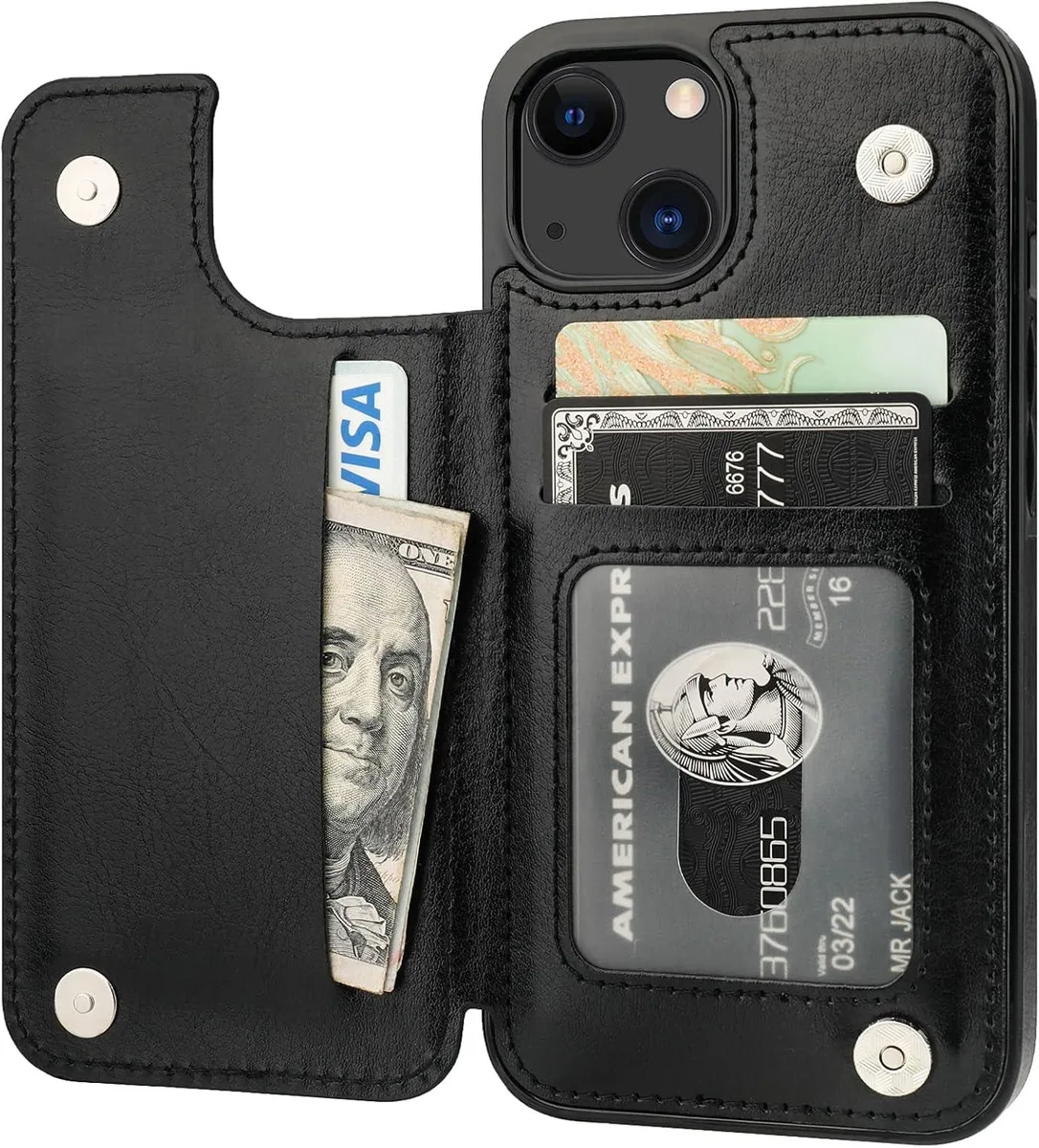 TAURKENAM TAURKENAM iPhone 13 Wallet Case Card Holder Kickstand Magnetic Black 6.1 Inch — product photo