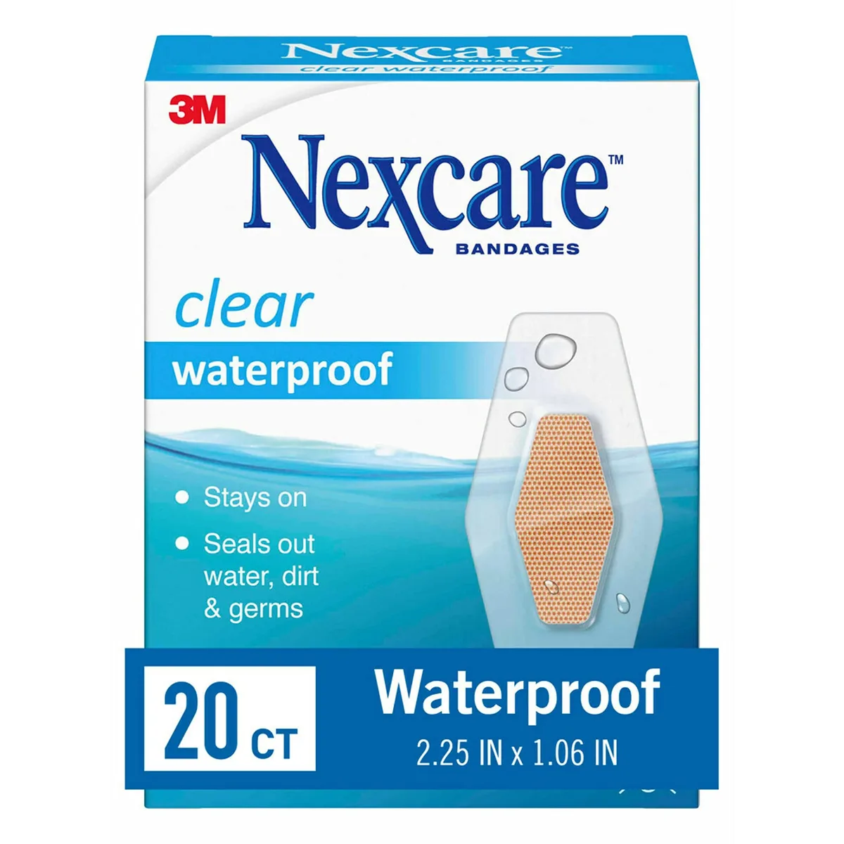  Nexcare 582-10 Waterproof Clear Bandages 20 Count rescue — product photo