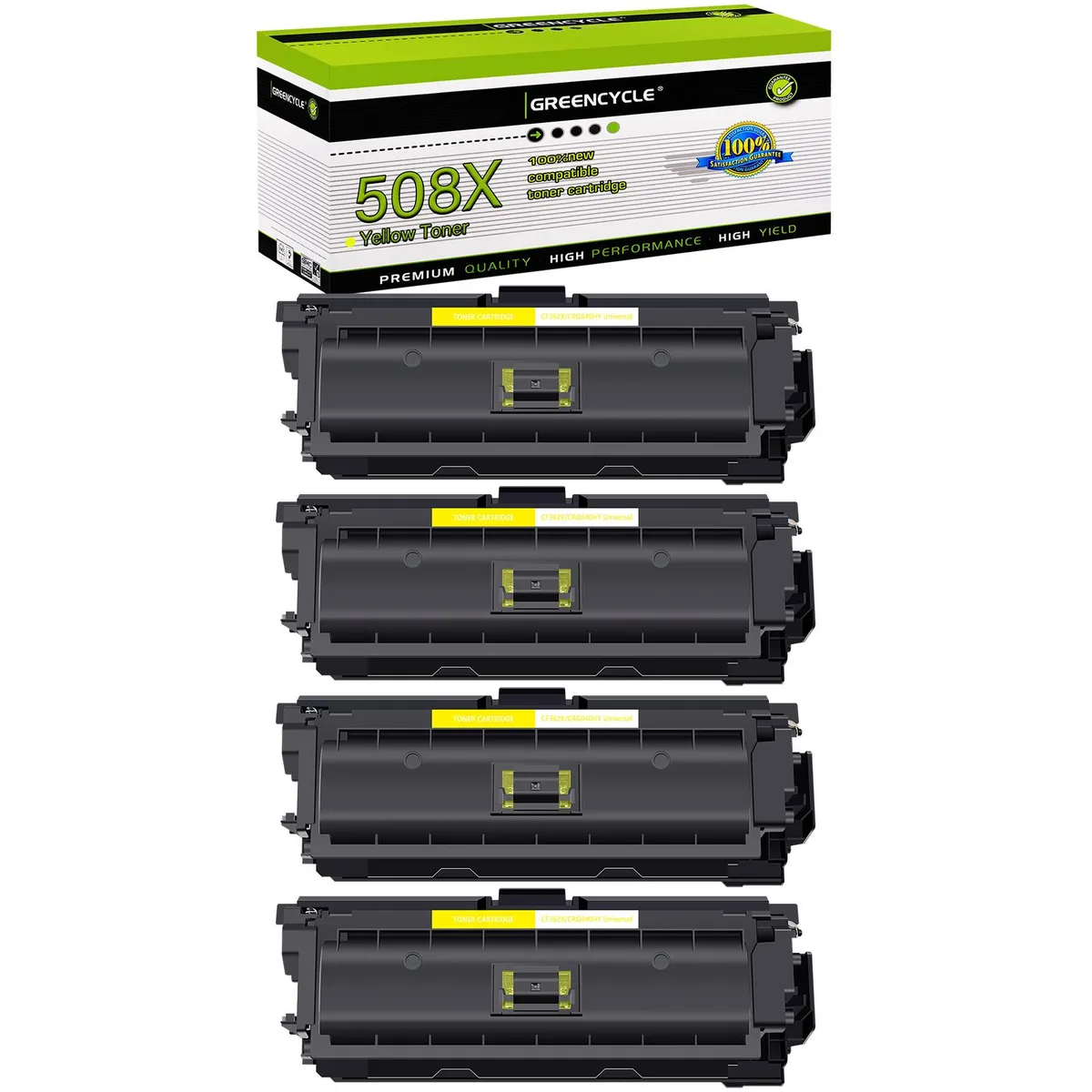 GREENCYCLE GREENCYCLE 508X CF362X Yellow Toner Cartridge 4 Pack — product photo