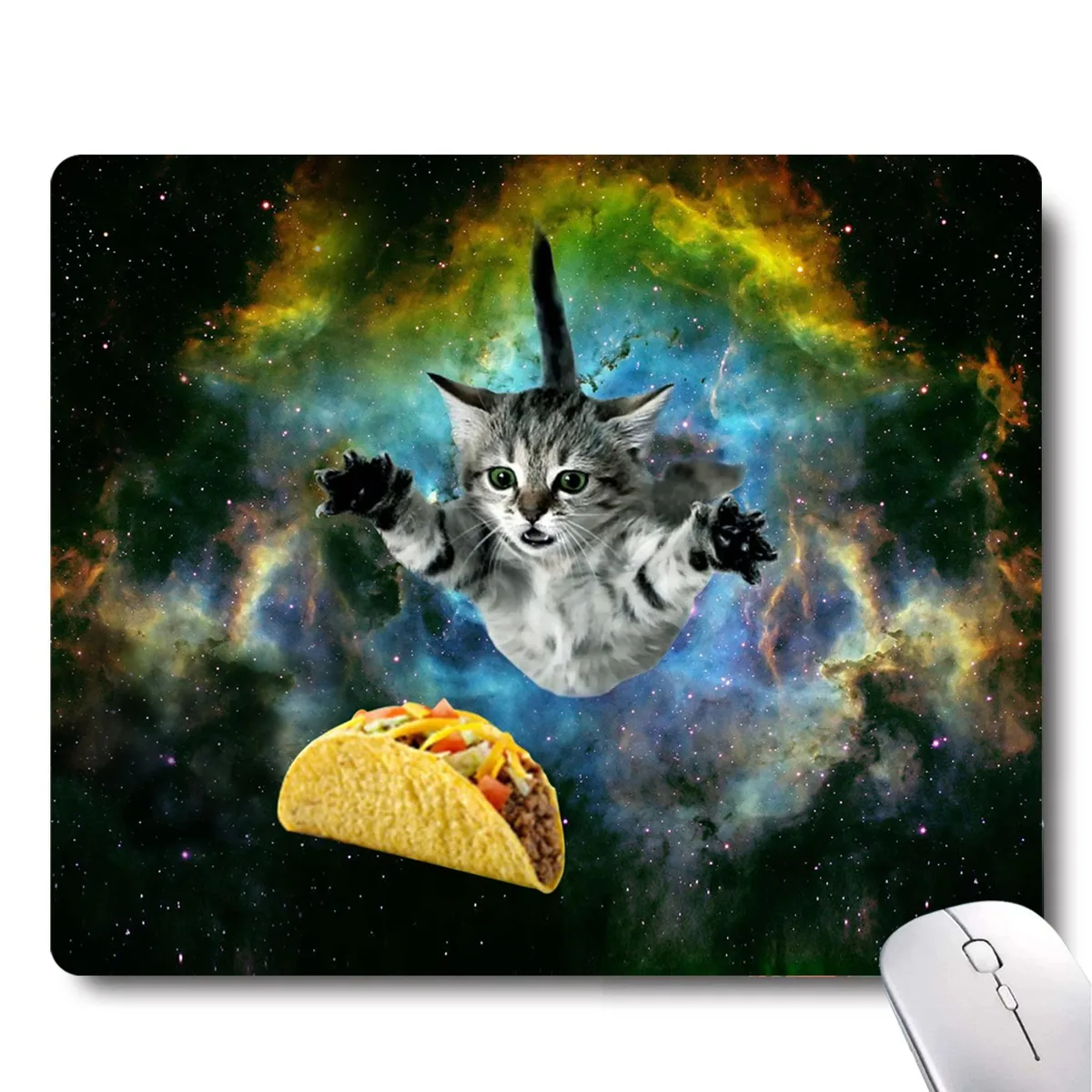  Apottwal MP-0002 Cute Cat Space Taco Galaxy mouse pad 9.0 x 7.5 in — product photo