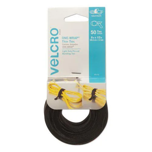 Velcro Velcro 95172 One-Wrap Thin Ties 0.5" x 8" Black 50 Pack — product photo