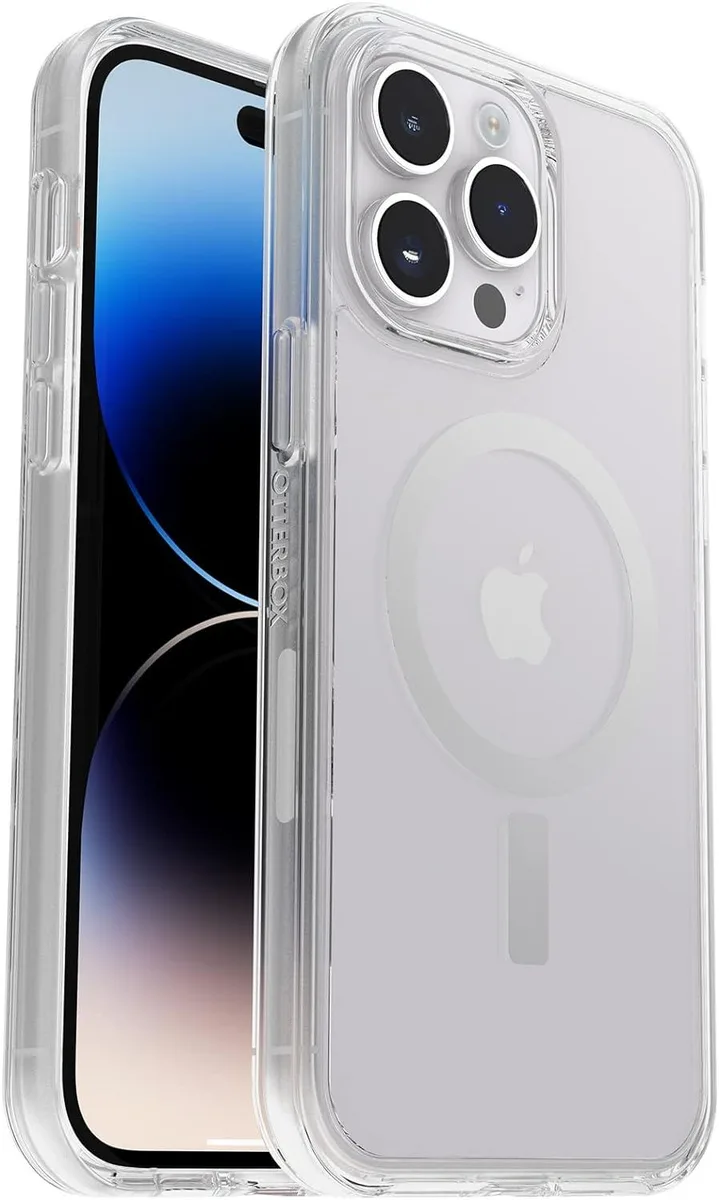Clear ultra-slim case for iPhone 14 Pro Max with MagSafe compatibility and raised edges