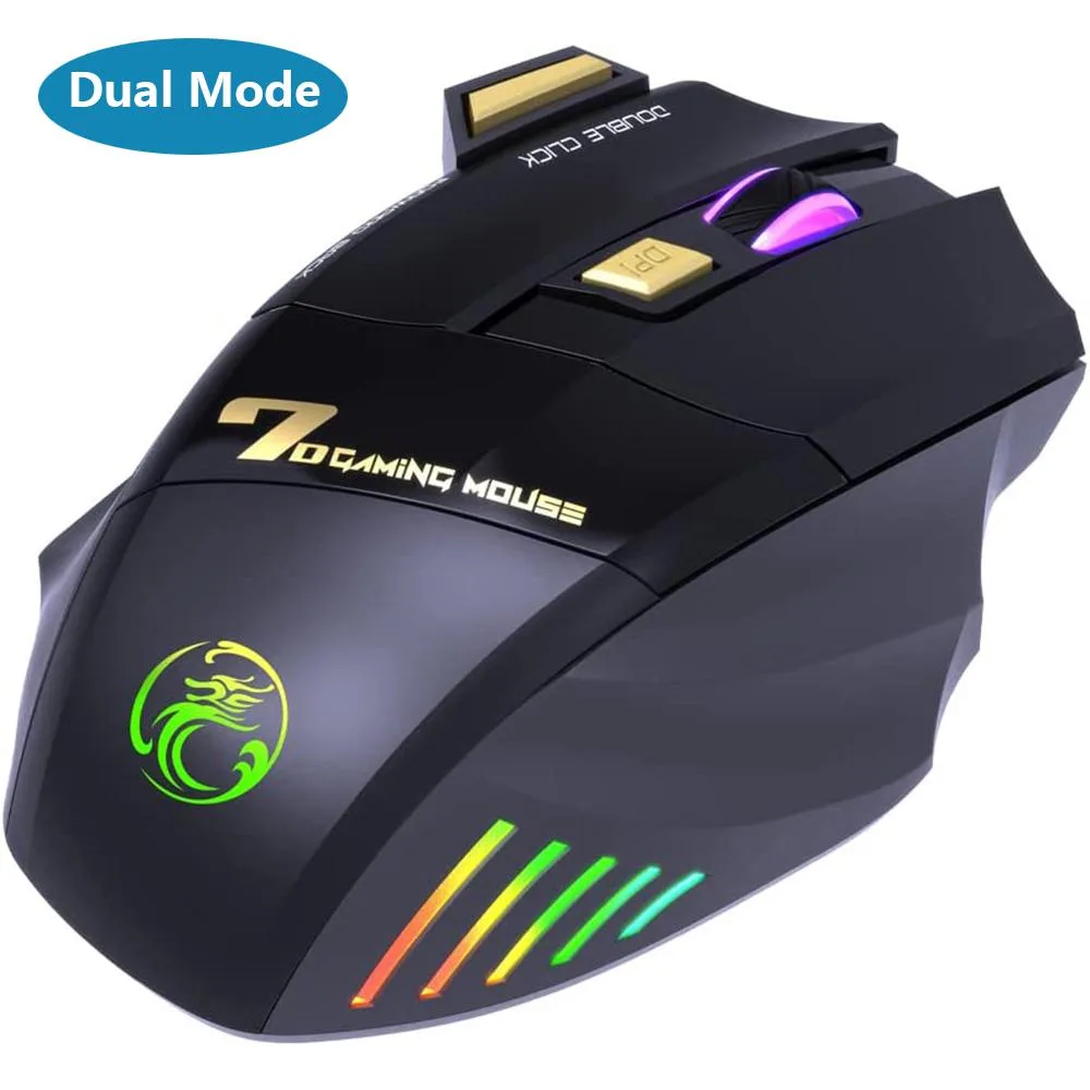 AUTYUE AUTYUE Gaming Mouse Dual Mode Bluetooth 5.1 2.4GHz 3200 DPI 7 Button Black — product photo