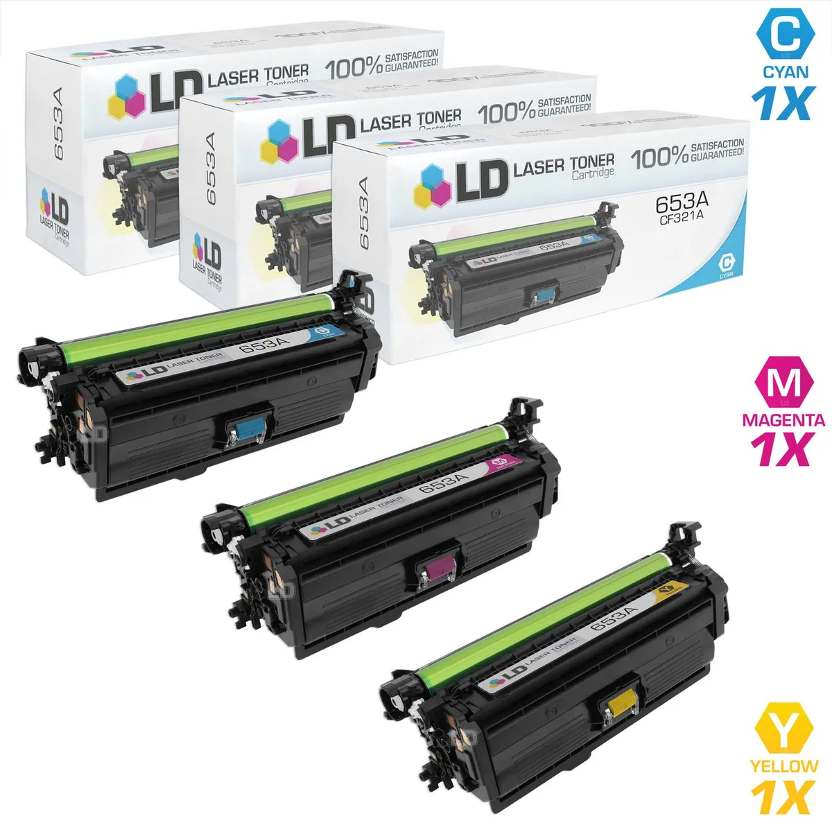 LD Products LD Products Compatible HP 653A 3PK Toner Cartridges CF321A CF322A CF323A — product photo