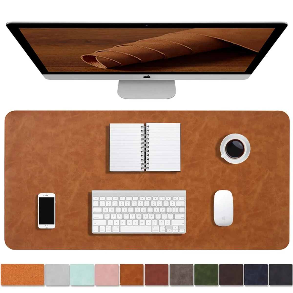  Keychron ET-ZD-01 Distressed Leather Desk Mat Brown 36"x 17" 1.8mm — product photo