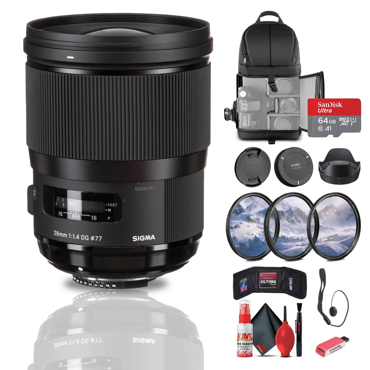 SIGMA Sigma 28mm f/1.4 DG HSM Art Nikon F Bundle — product photo