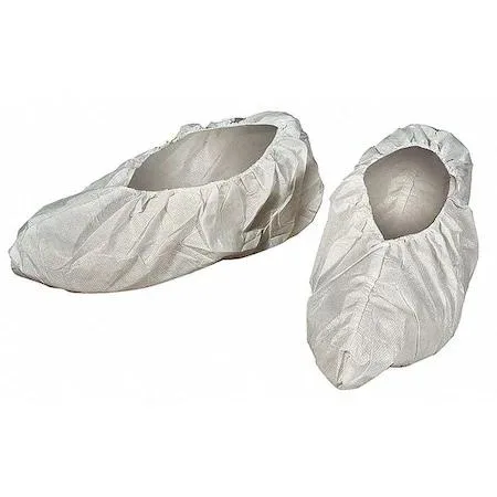 White polypropylene shoe covers with elastic openings, bulk pack