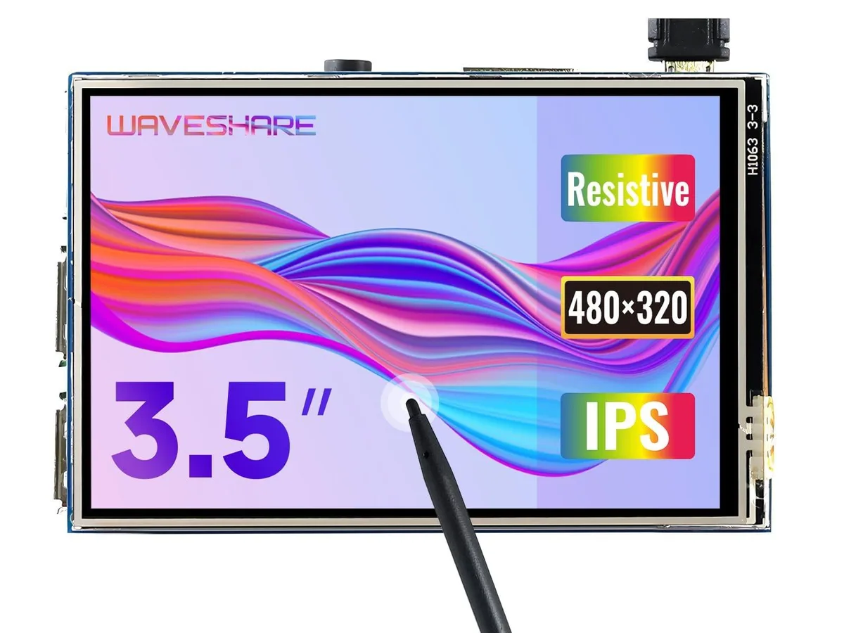 3.5 inch resistive touch display with GPIO header and IPS screen