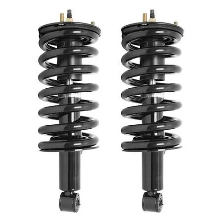 Unity front complete strut assembly kit two pieces silver metal coiled spring mounted