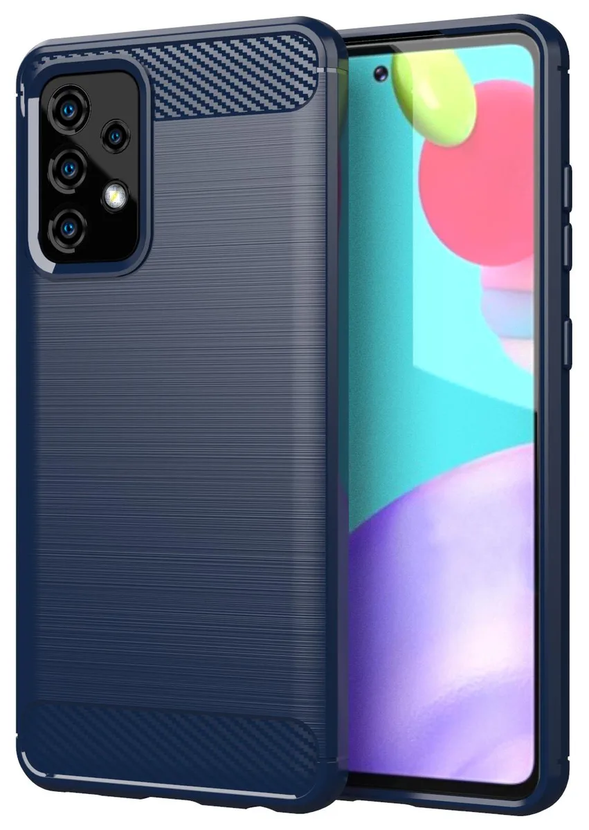 Nakedcellphone Nakedcellphone Flexible Carbon Fiber Pattern Case Cover Navy for Samsung Galaxy A52 5G — product photo