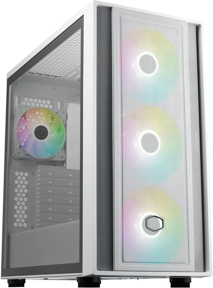 White mid-tower ATX case with clean front panel