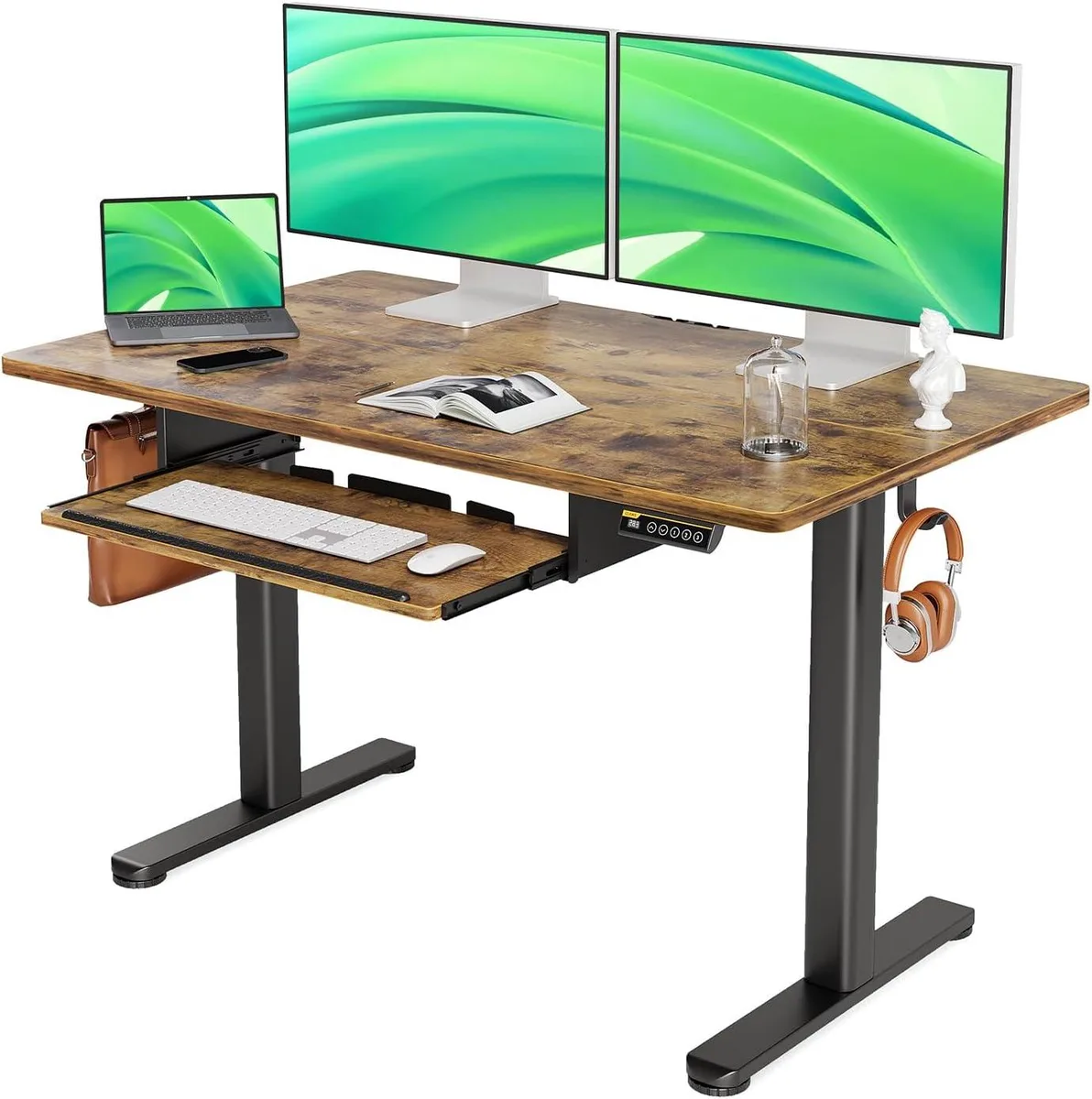 BFKK BFKK 48" Standing Desk with Keyboard Tray Rustic Brown — product photo
