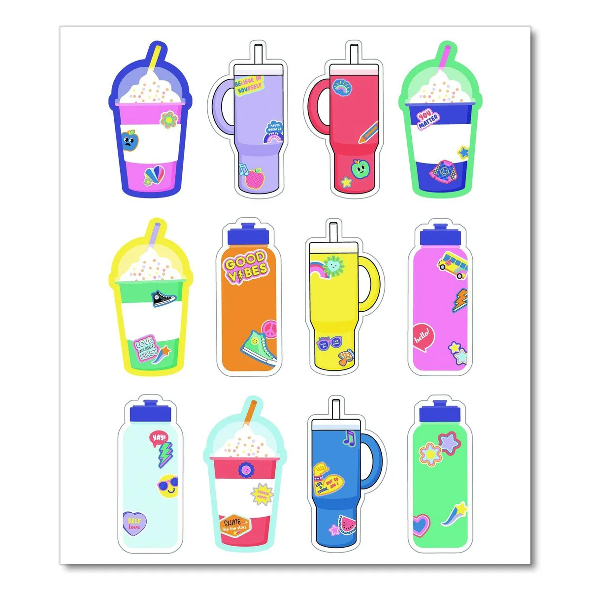 Carson-Dellosa Publishing Carson-Dellosa Publishing We Stick Together Cups &amp; Water Bottles Cut-Outs 36-Piece 5.8" x 8" Multicolor — product photo