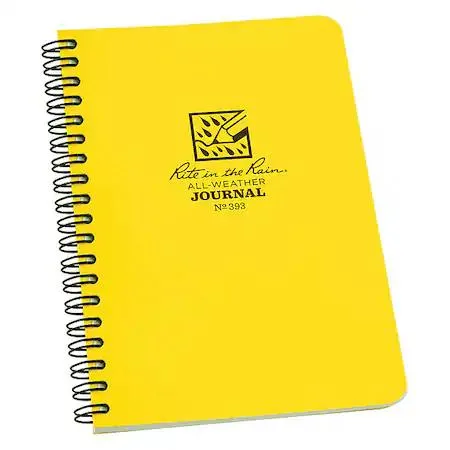 RITE IN THE RAIN Rite In The Rain 393 All-Weather Notebook Side Spiral Journal Yellow Polydura 32 lb 7.000 in — product photo