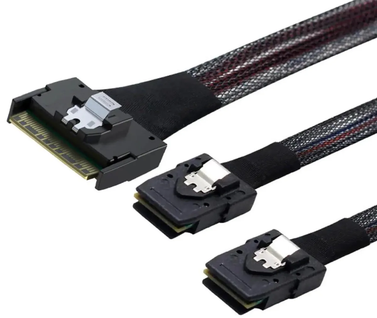 SMUGDESK SMUGDESK SlimSAS SFF-8654 8i 74-pin to 2×SFF-8087 SAS cable .8 m 12 Gbps 32 AWG 85 Ω — product photo