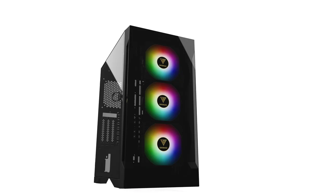 GAMDIAS Technology GAMDIAS Technology TALOS E2 Elite PC case, Tempered glass, 3x 120mm ARGB fans 5v 3pin sync — product photo
