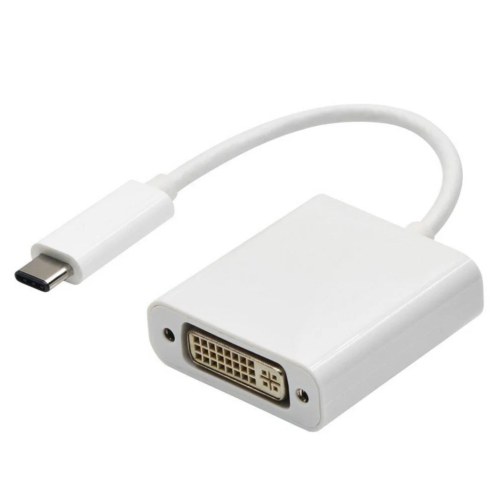 Compact USB-C to DVI adapter cable, lightweight matte finish