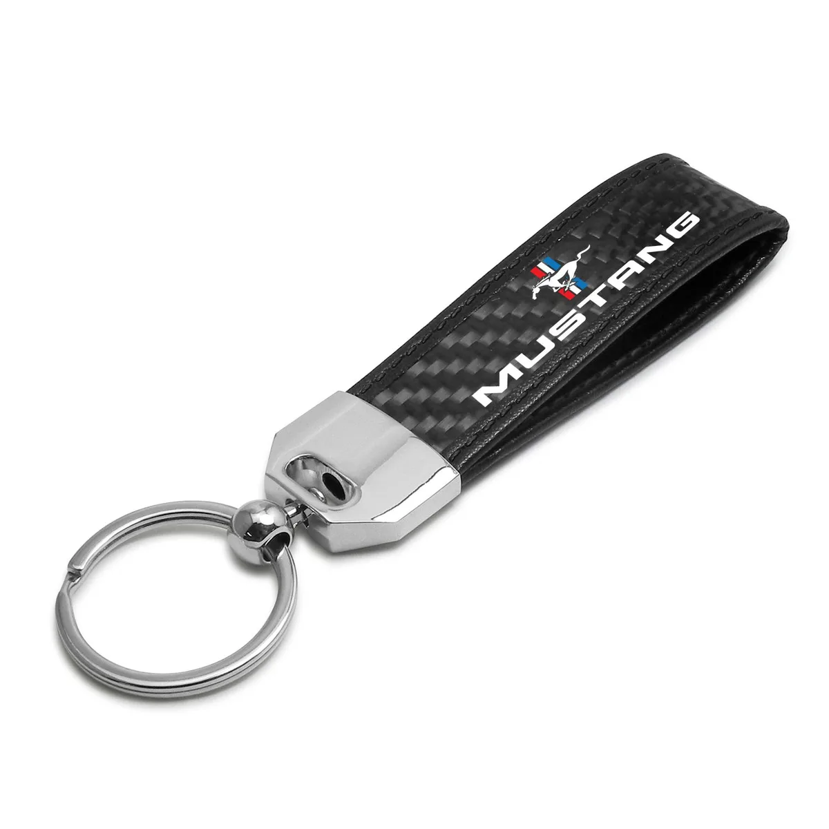 iPick Image, LLC iPick Image, LLC Ford Mustang Tri-Bar Carbon Fiber Leather Key Chain Black — product photo