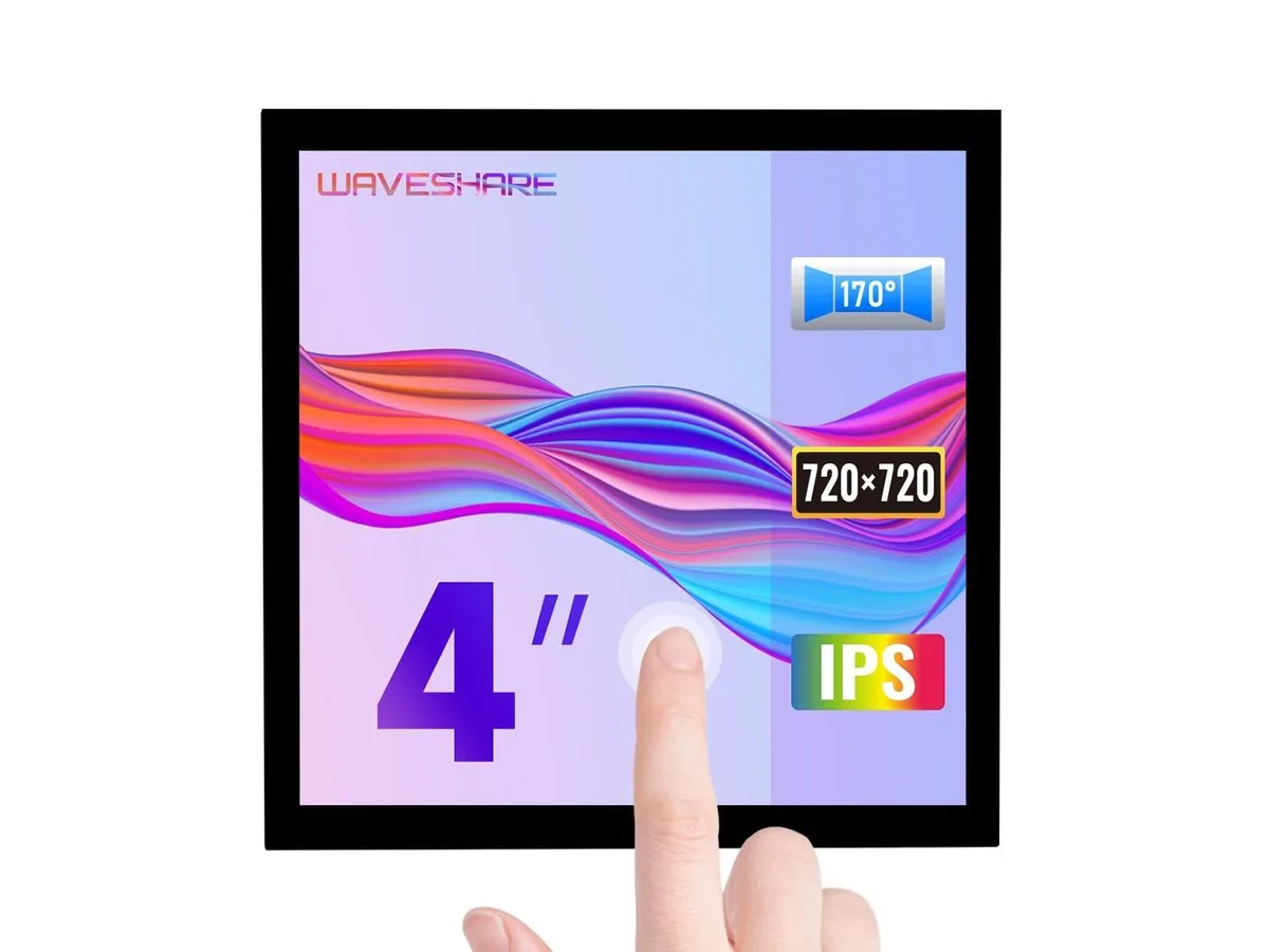 Square 4 inch IPS touchscreen with HDMI and USB C ports tempered glass finish