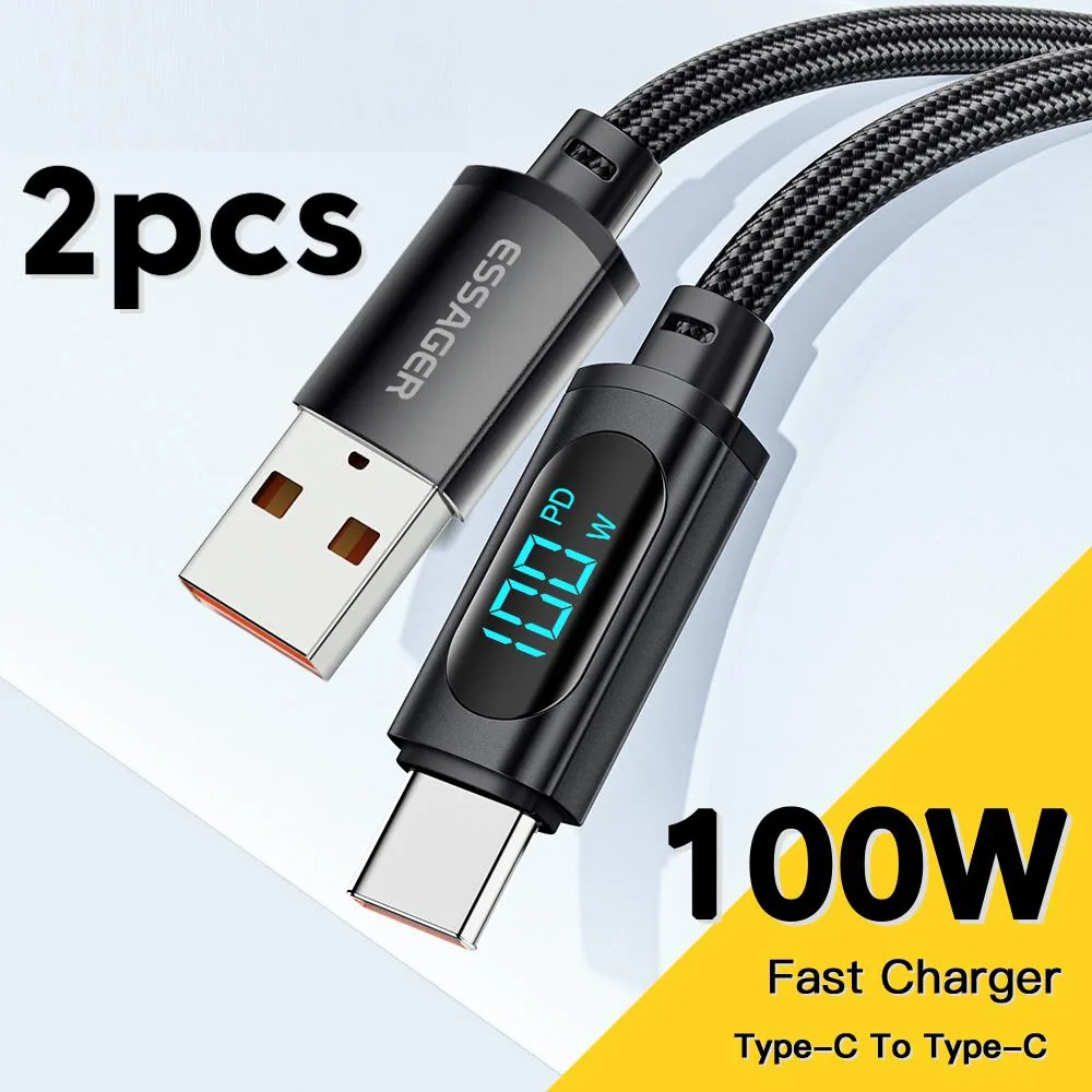 LUOM LUOM Essager XR 100W USB A to C Cable with Display 3.3ft Black 2 Pack — product photo