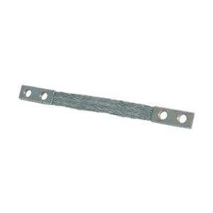 Tinned copper braid twelve inches long with ferrule ends and two mounting holes
