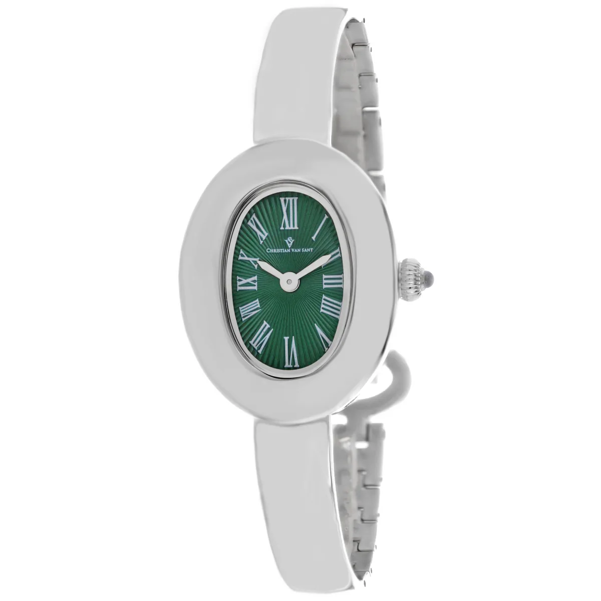 Christian Van Sant CV4332 green dial stainless steel watch on matching bracelet