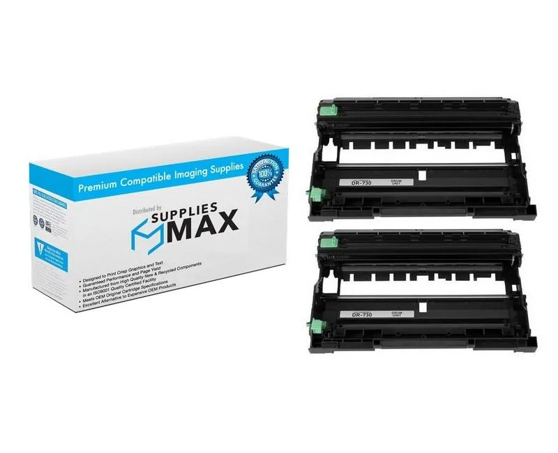 Two black drum units in sealed packaging