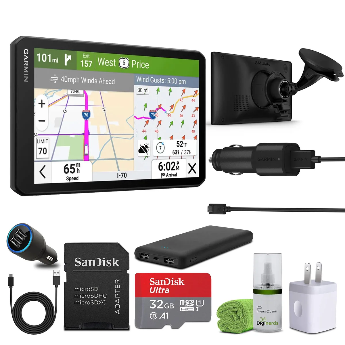 Garmin dezl OTR720 7-inch GPS navigator with bundled accessories