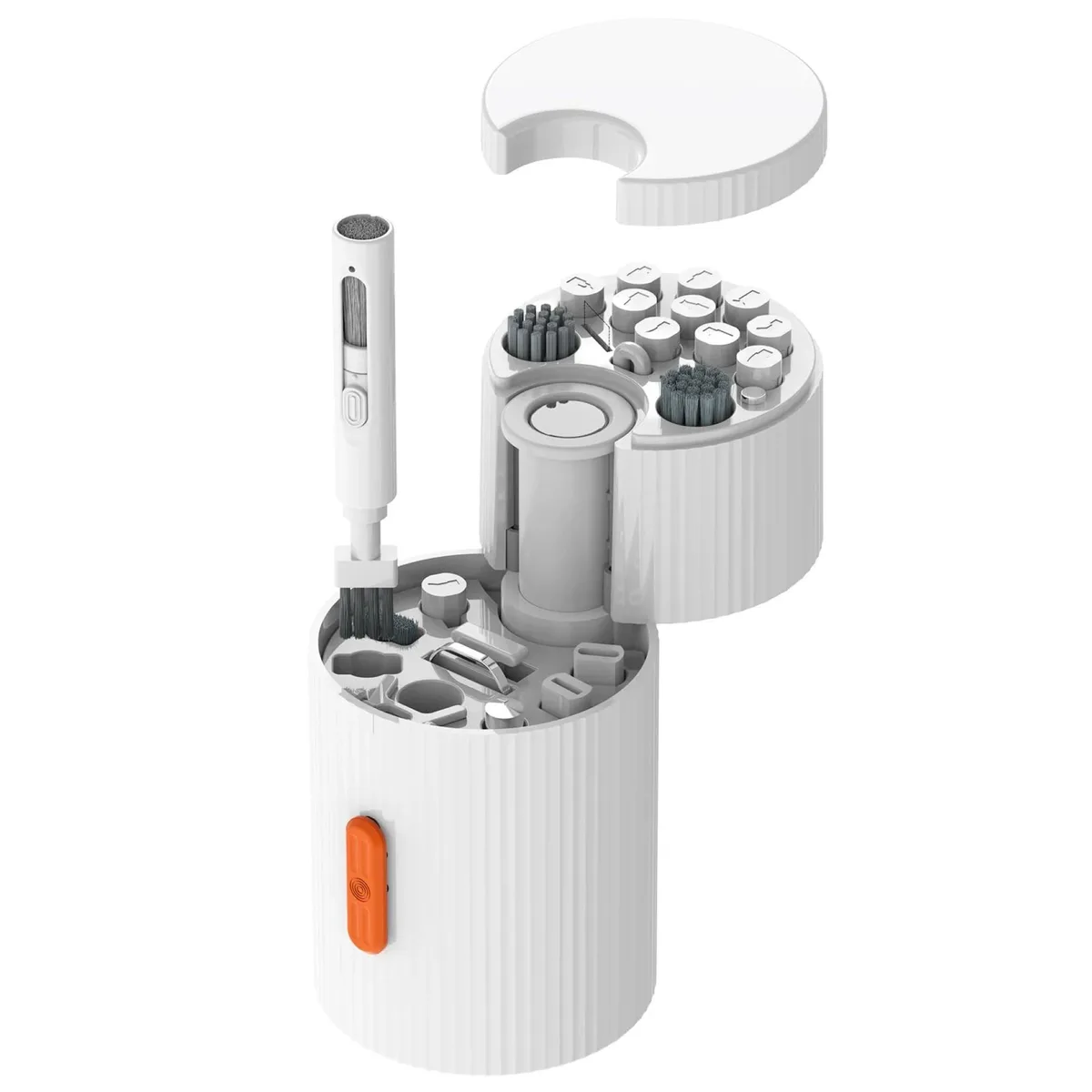 Compact magnetic case holding 33 cleaning tools in ABS finish