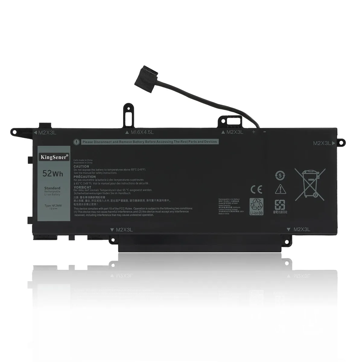 KingSener KingSener NF2MW 52Wh 7.6V laptop battery for Dell Latitude 7400 2-in-1 9410 2-in-1 — product photo