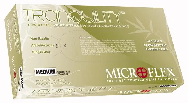 MICROFLEX MICROFLEX TQ-601-XL Disposable Nitrile Gloves Powder Free White 100 PK — product photo