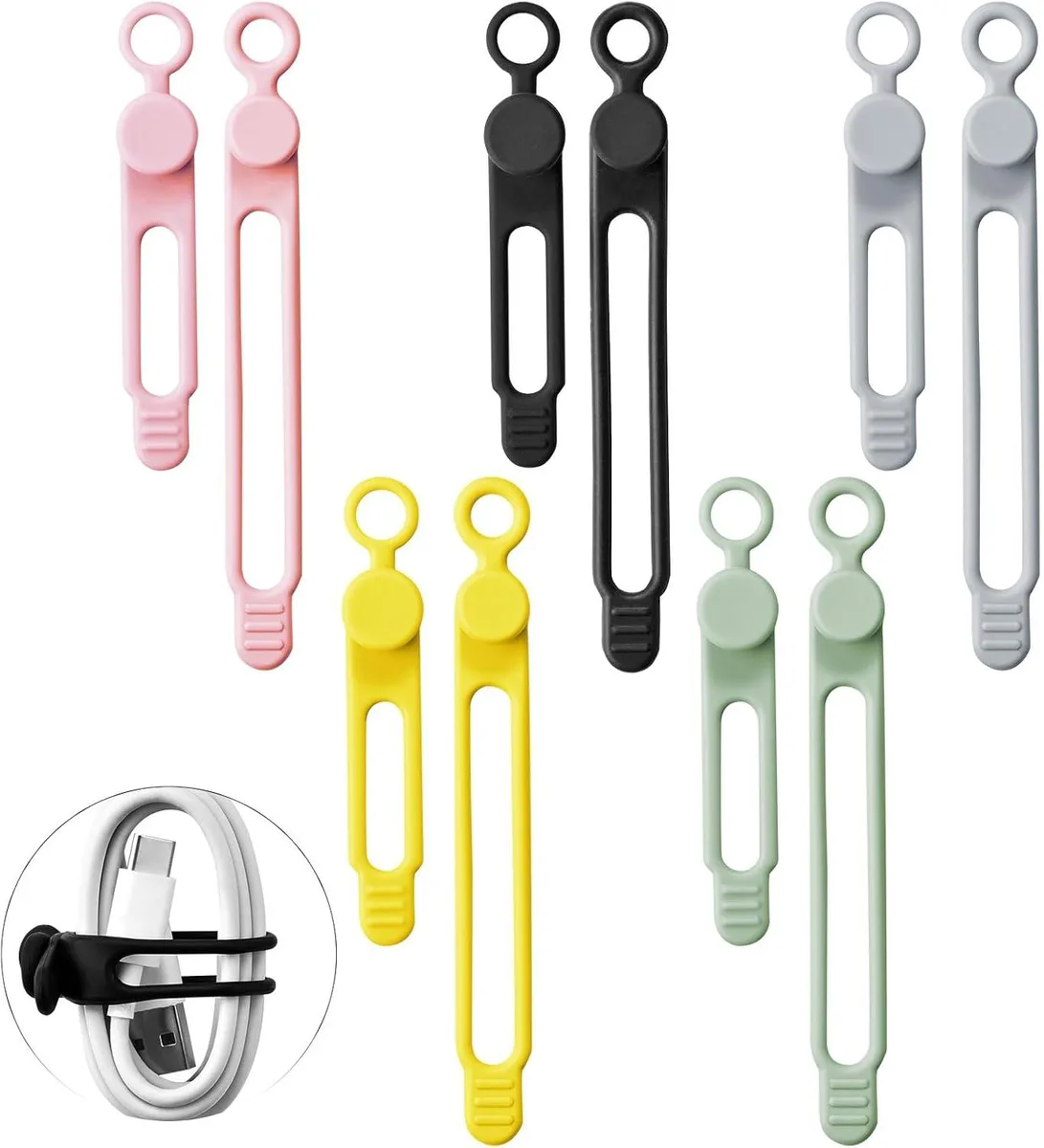 Ennovor Ennovor 10Pcs Reusable Silicone Cable Ties 4.2 inch — product photo