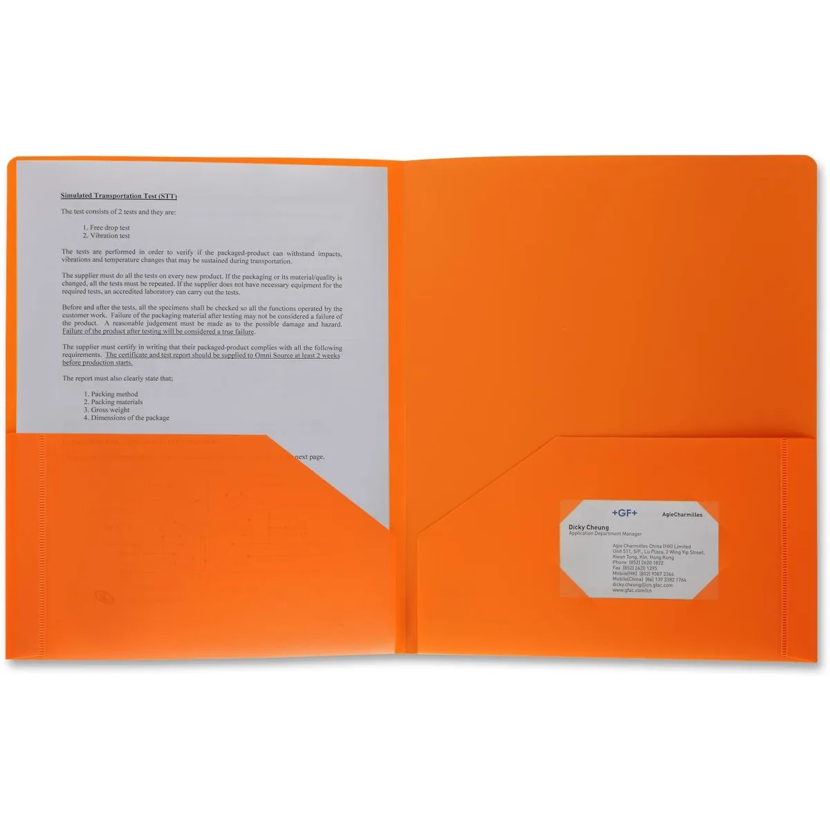 Business Source Business Source 20883 Poly Portfolio 2 Pocket .3mil Orange — product photo