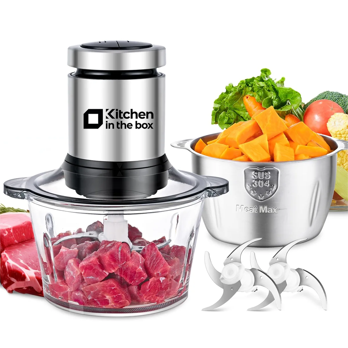 Kitchen in the box MG01 400W food processor 8 cup dual bowls — product photo