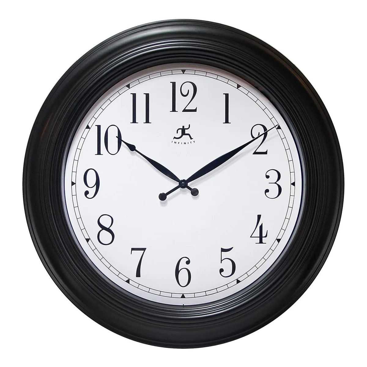 24 inch black wall clock with copper accents and glass cover
