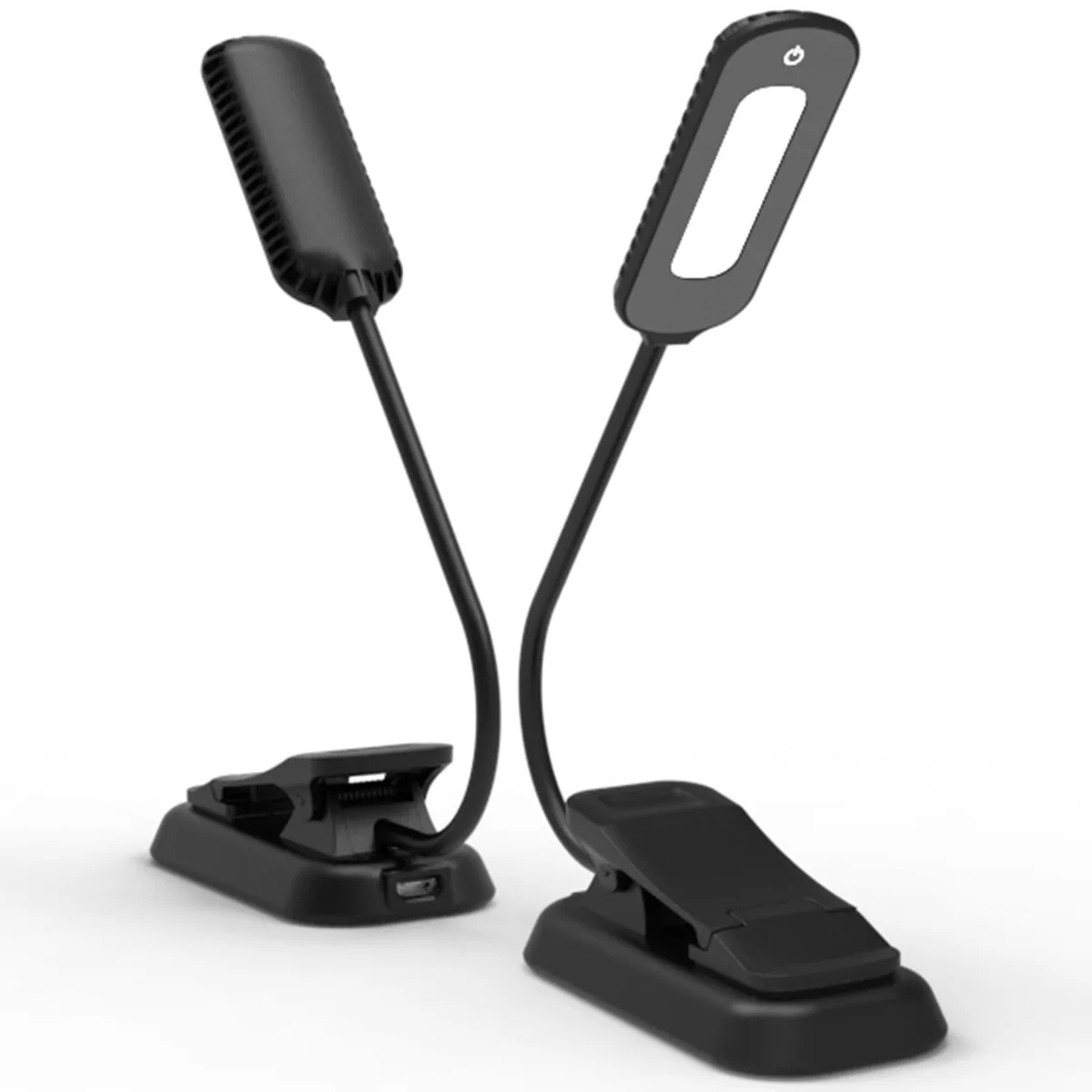Slim USB rechargeable book light with flexible gooseneck and 12 LEDs