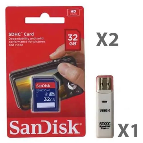 SanDisk SanDisk SDSDB-032G-B35 32GB SDHC Class 4 2-pack with USB reader — product photo