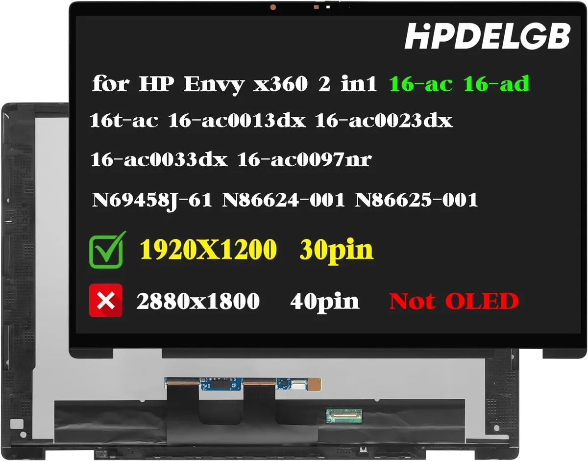 NUOLAISUN NUOLAISUN 16" LCD touch screen for HP Envy x360 16-ac 16-ad 16t-ac N86624-001 N86625-001 — product photo