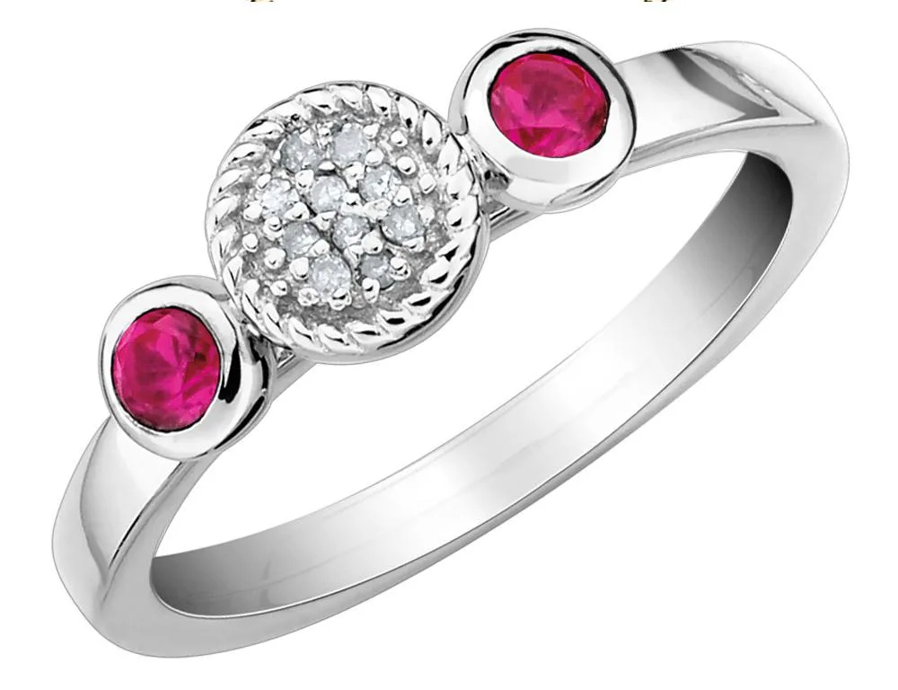 Gem &amp; Harmony Gem &amp; Harmony Lab Created Ruby Ring with Diamonds .33 ctw in 925 Sterling Silver — product photo