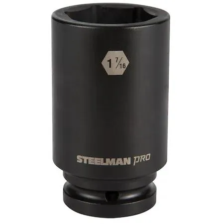 Black deep impact socket with laser-etched size marking