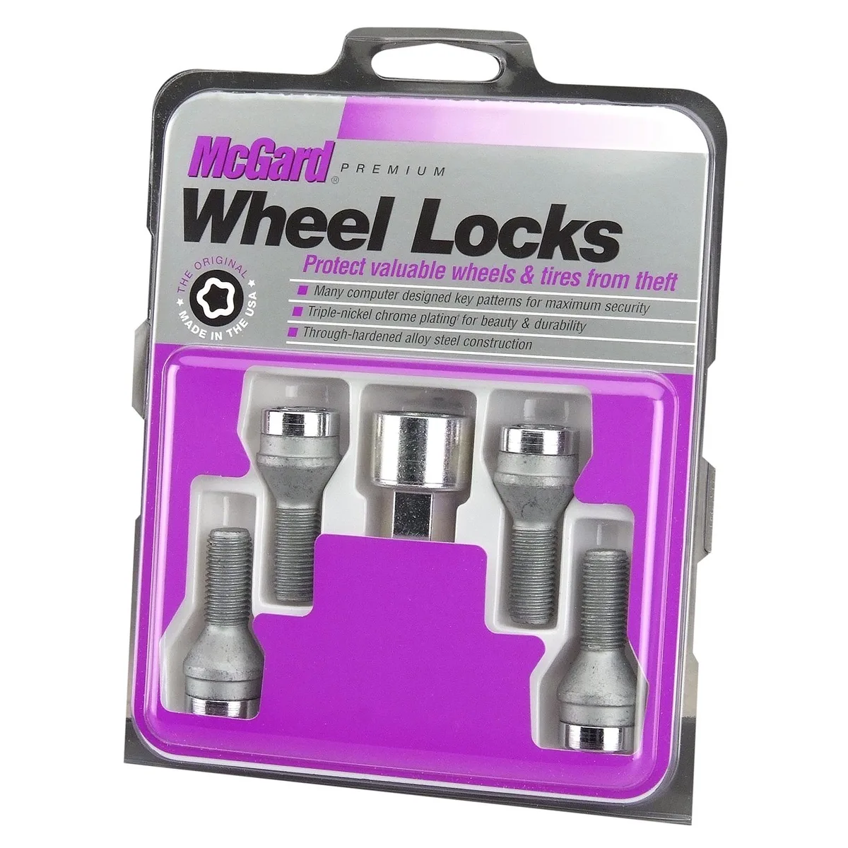 MCGARD MCGARD 27179 Chrome Bolt Style Cone Seat Wheel Lock Set M12 x 1.5 17mm Hex accessories - wheel — product photo